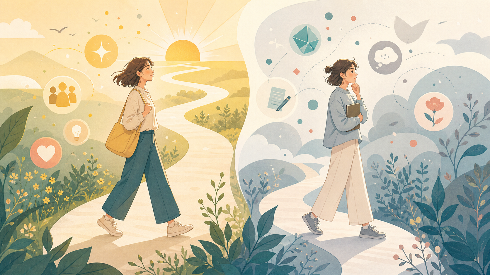 ENFP-AとENFP-Tの違いを説明する比較イメージ