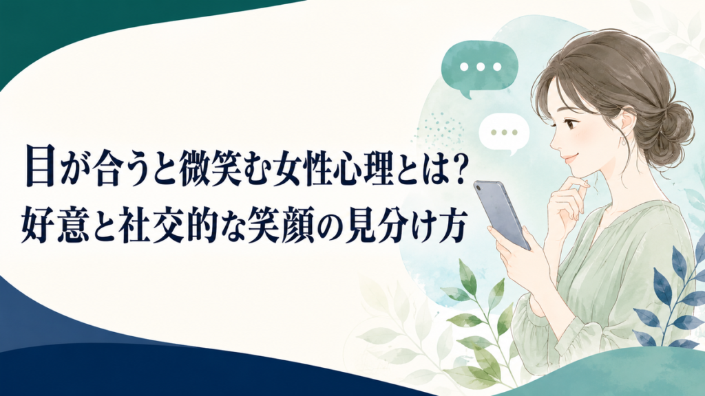 目が合うと微笑む女性心理とは?好意と社交的な笑顔の見分け方 アイキャッチ