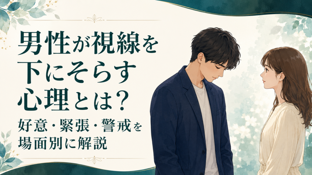 男性が視線を下にそらす心理とは?好意・緊張・警戒を場面別に解説 アイキャッチ