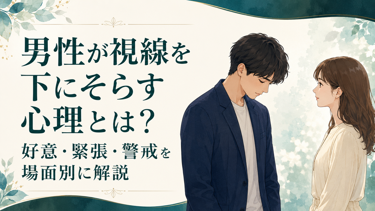 男性が視線を下にそらす心理とは?好意・緊張・警戒を場面別に解説 アイキャッチ